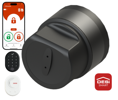 <strong>DESi Utopic RX AI-Powered Smart Lock</strong><br> Compatible with iOS-Android Wireless Fingerprint + Touch Keypad Set & WiFi Bridge (Mounted on Existing Key - Universal Design for All Doors) - 1